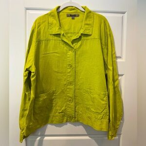Flax M Chartreuse Linen Jacket